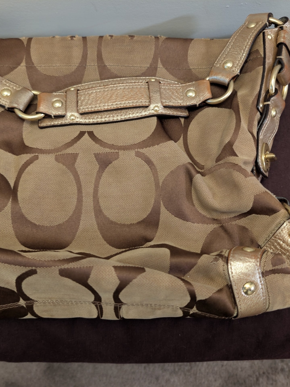 Coach Signature Canvas Shoulder Bag in Brown/Tan